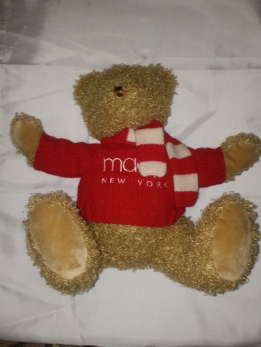 Rare Macy's Christmas Bear Scarf Plush Mary Meyer red 12" sitting